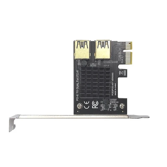 Alt view image 12 of 12 - PCIE PCI-E PCI Express Riser Card 1x to 16x 1 to 2 USB 3.0 Slot Multiplier Hub Adapter Riser For Bitcoin Mining Miner BTC Device