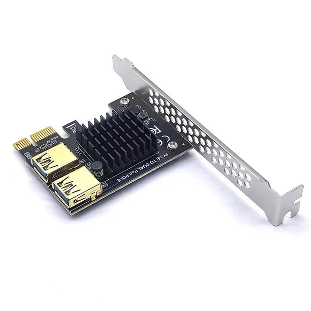 Alt view image 11 of 12 - PCIE PCI-E PCI Express Riser Card 1x to 16x 1 to 2 USB 3.0 Slot Multiplier Hub Adapter Riser For Bitcoin Mining Miner BTC Device