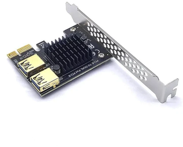 Alt view image 9 of 12 - Gold PCI Express Multiplier PCIE PCI-E Riser Card 1 to 2 USB 3.0 Hub X16 PCI Express 1X 16X Adapter For BTC Bitcoin Mining Miner