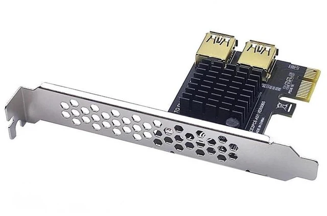 Alt view image 10 of 12 - Gold PCI Express Multiplier PCIE PCI-E Riser Card 1 to 2 USB 3.0 Hub X16 PCI Express 1X 16X Adapter For BTC Bitcoin Mining Miner