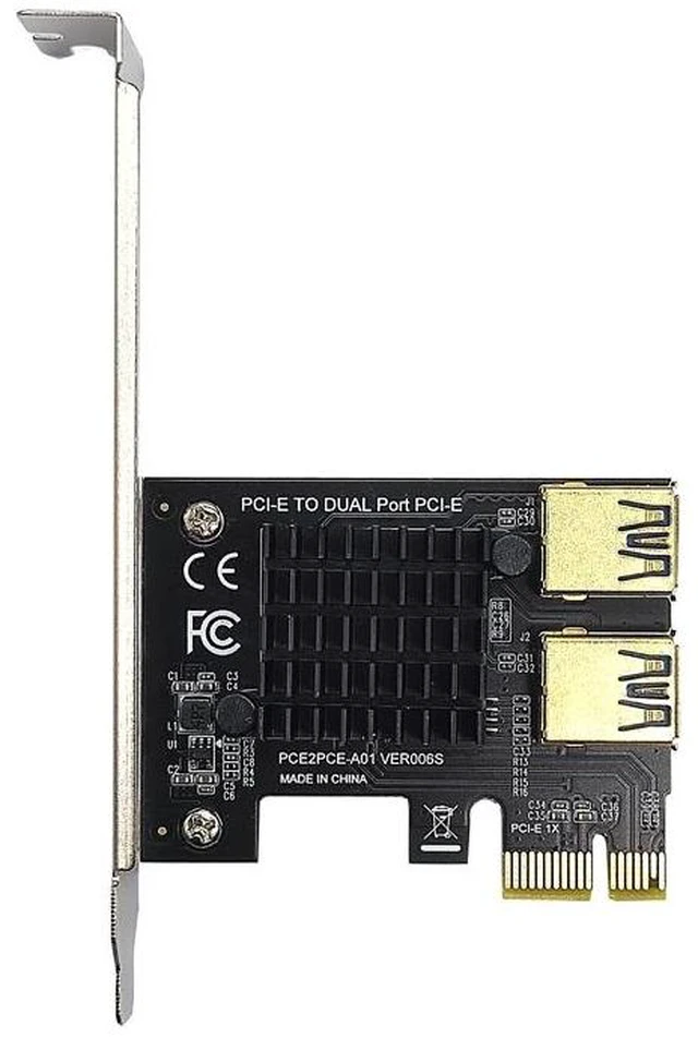 Alt view image 11 of 12 - Gold PCI Express Multiplier PCIE PCI-E Riser Card 1 to 2 USB 3.0 Hub X16 PCI Express 1X 16X Adapter For BTC Bitcoin Mining Miner