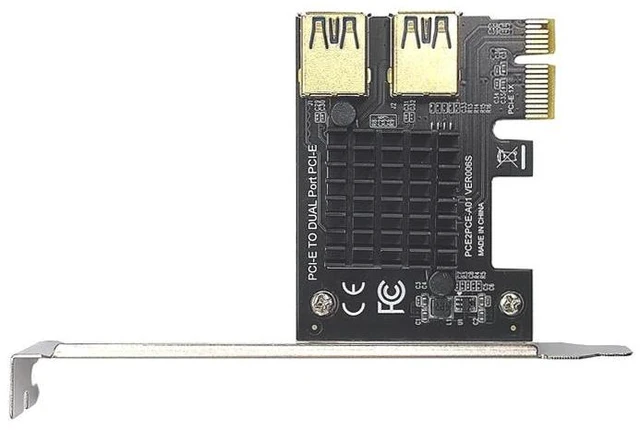 Alt view image 12 of 12 - Gold PCI Express Multiplier PCIE PCI-E Riser Card 1 to 2 USB 3.0 Hub X16 PCI Express 1X 16X Adapter For BTC Bitcoin Mining Miner