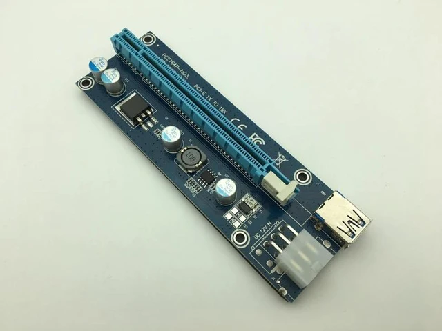 Alt view image 9 of 12 - 006C PC PCIe PCI-E PCI Express Riser Card 1x to 16x USB 3.0 Data Cable SATA to 6Pin IDE Molex Power Supply for BTC Miner Machine