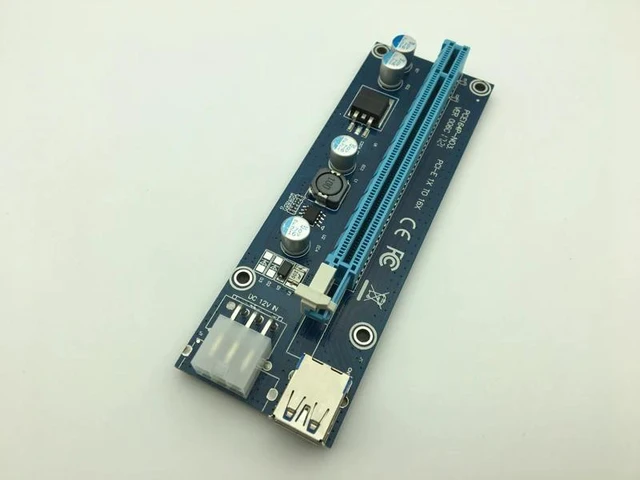 Alt view image 8 of 12 - 006C PC PCIe PCI-E PCI Express Riser Card 1x to 16x USB 3.0 Data Cable SATA to 6Pin IDE Molex Power Supply for BTC Miner Machine