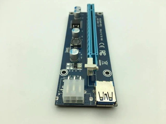 Alt view image 11 of 12 - 006C PC PCIe PCI-E PCI Express Riser Card 1x to 16x USB 3.0 Data Cable SATA to 6Pin IDE Molex Power Supply for BTC Miner Machine