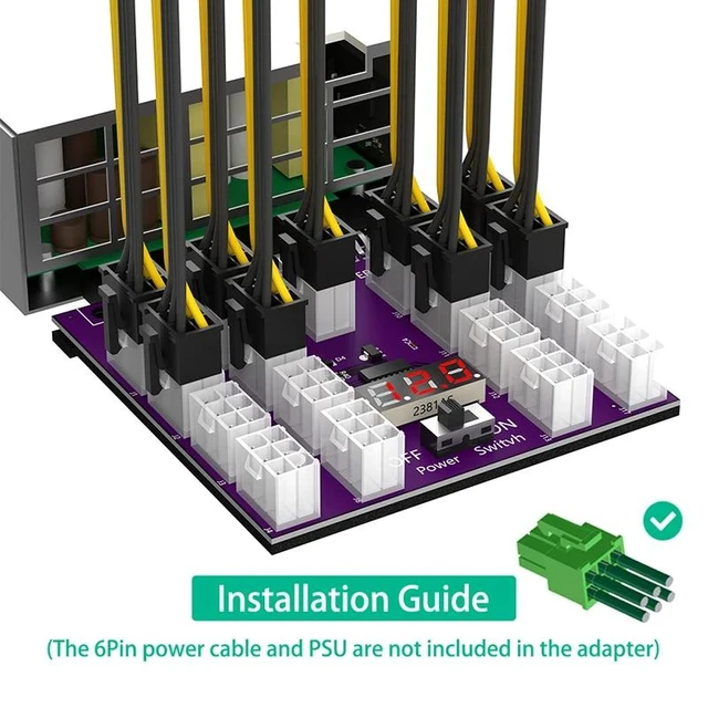 Alt view image 10 of 12 - ATX 17x 6Pin Power Supply Breakout Board Adapter Converter 17 x PCIe Port 6Pin Power Connector 12V for Ethereum BTC Miner Mining