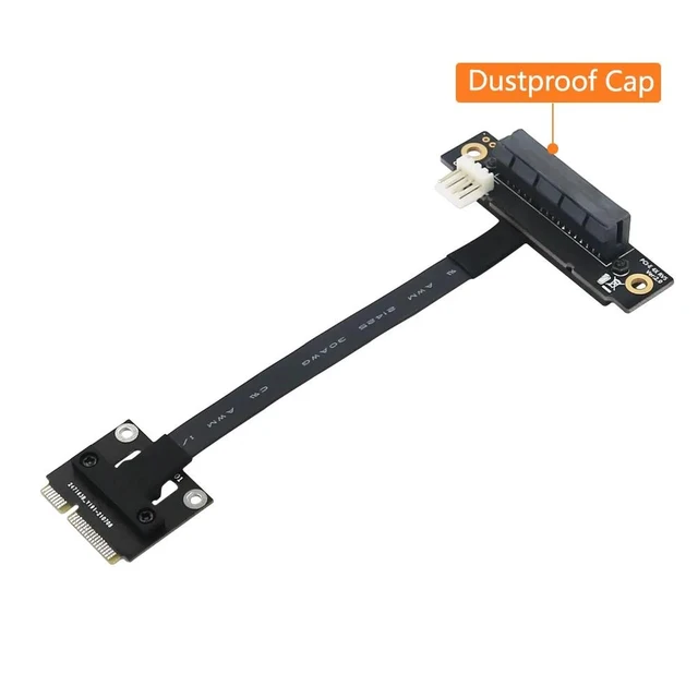 Alt view image 8 of 12 - PCI-E Riser 270 Degree Mini PCIe To PCI-E 4X Adapter Converter Cable Riser w/ 4pin FDD Power Connector for PCI-E Tester Extender