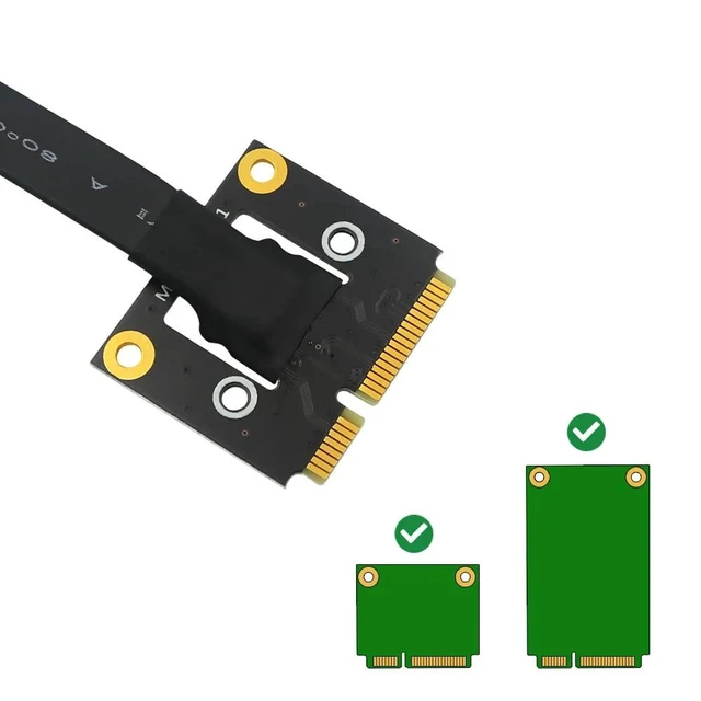 Alt view image 12 of 12 - PCI-E Riser 270 Degree Mini PCIe To PCI-E 4X Adapter Converter Cable Riser w/ 4pin FDD Power Connector for PCI-E Tester Extender
