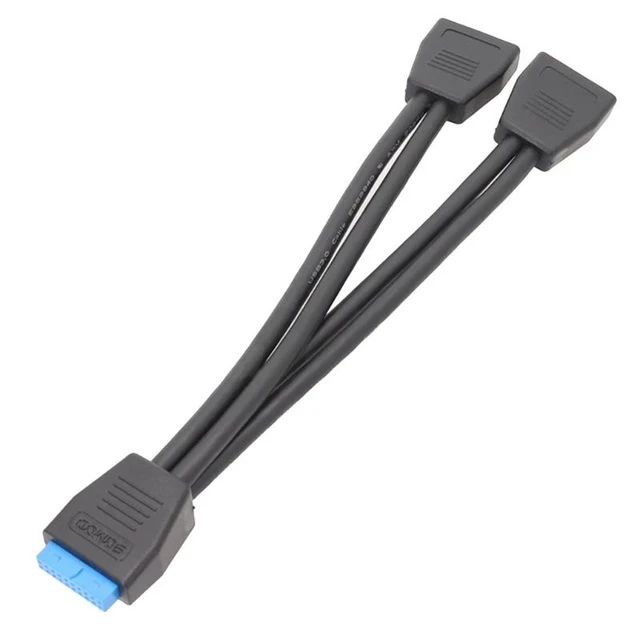 Alt view image 2 of 2 - USB Header Extension Cable, 19/20 Pin 1 to 2 Y Splitter Internal Extension Adapter DIY