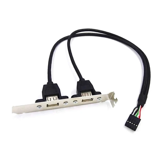 Alt view image 2 of 2 - 9 Pin to Dual USB2.0 Baffle Extension Cable USB 2.0 Back Panel Expansion Cord