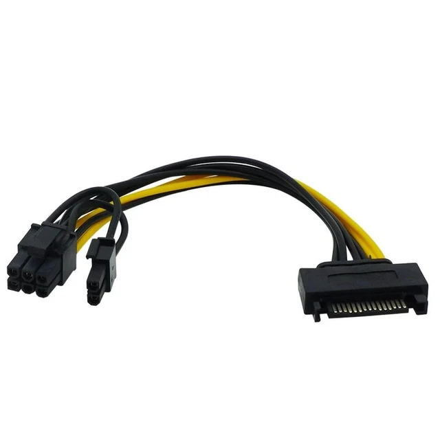 Alt view image 2 of 2 - 15 Pin SATA Male to 8 Pin (6+2) PCI-e Power Supply Cable 15Pin SATA to 8Pin PCI Express Adapter for Graphics Video Card 8 inch