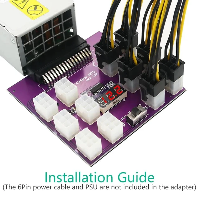 Alt view image 12 of 12 - GPU PSU Power Supply Breakout Board With 12PCS ATX 6Pin Power Connector for Server Emerson 7001484 for Riser Mining Power Supply