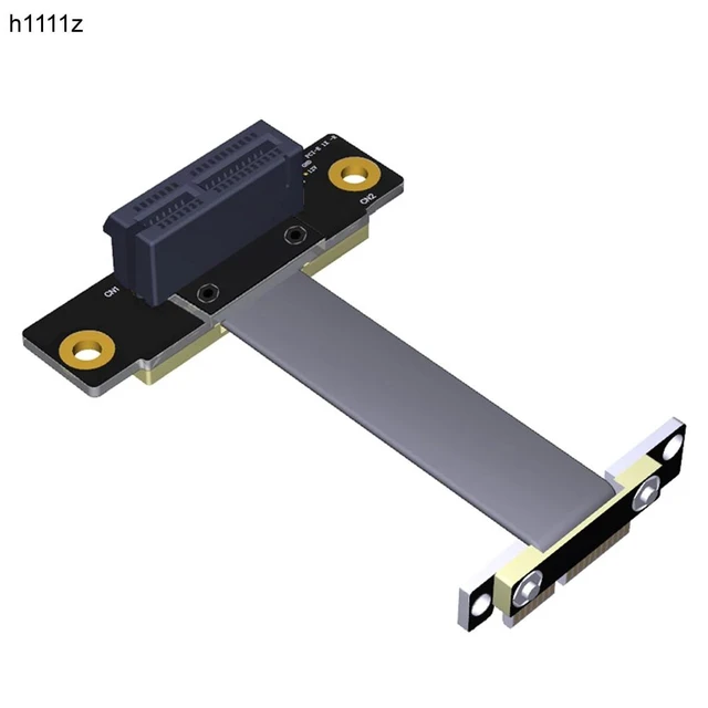Alt view image 7 of 12 - Riser PCIE x1 Extension Cable Dual 90 Degree PCI-E PCI Express 1X to 1X Slot Riser Card Extender Ribbon Cables for Bitcoin Miner