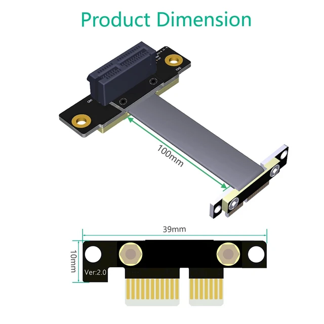 Alt view image 11 of 12 - Riser PCIE x1 Extension Cable Dual 90 Degree PCI-E PCI Express 1X to 1X Slot Riser Card Extender Ribbon Cables for Bitcoin Miner