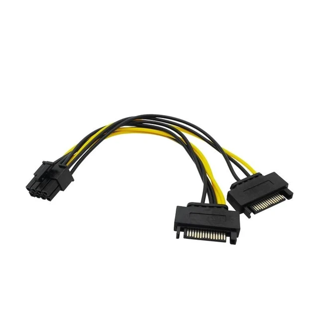 Alt view image 3 of 3 - 2xSATA to PCIe 8P Adapter Splitter Power Extension Cable,Power Supply 2xSATA to PCIe 8P for PCI Express GPU Video(2xSATA to PCIe 8P)