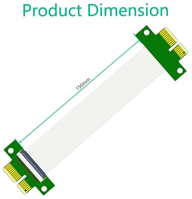 Alt view image 9 of 13 - Cable PCI Express 1X to 1X Riser PCI-E Extender PCIE Riser Male to Male FPC Cable 15cm 25cm Extension Ribbon Flex Relocate Cable