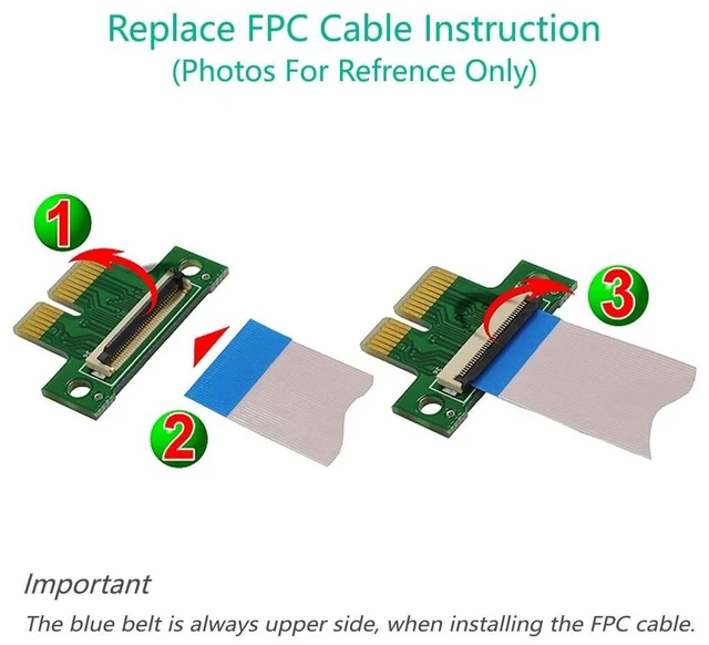 Alt view image 10 of 13 - Cable PCI Express 1X to 1X Riser PCI-E Extender PCIE Riser Male to Male FPC Cable 15cm 25cm Extension Ribbon Flex Relocate Cable