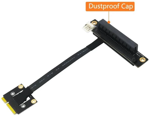 Alt view image 8 of 12 - PCI-E Riser 270 Degree Mini PCIe To PCI-E 8X Adapter Cable Convert Cable Riser 4pin FDD Power Connector for PCIE Tester Extender