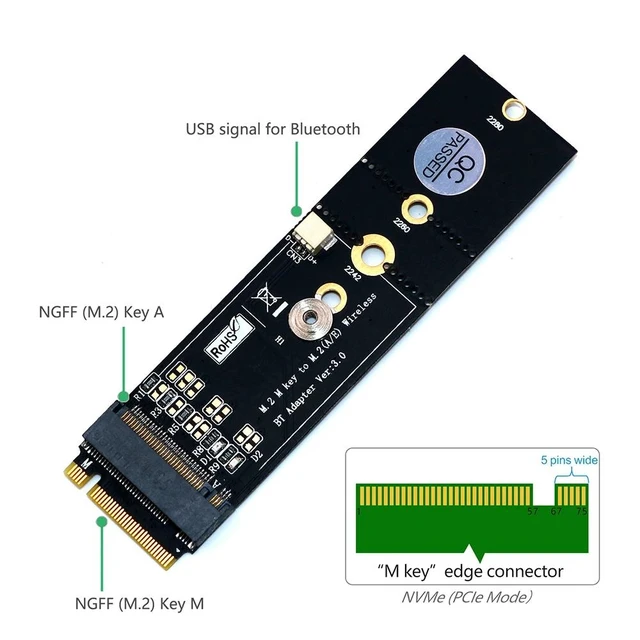 Alt view image 10 of 12 - M.2 Wifi Adapter Wireless Wifi Bluetooth Adapter PC Wifi Adapter M.2 NGFF Key A to M.2 Key M Converter Card for Intel 8265 9060