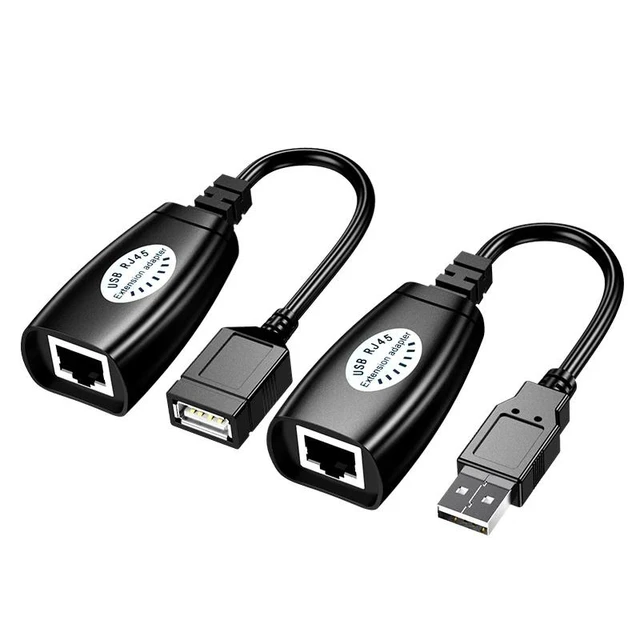 Alt view image 7 of 12 - 30M USB Extender Adapter USB male to Female Extender USB to Rj45 Extension over Cat5e Cat6 Support USB mouse keyboard for PC DVR