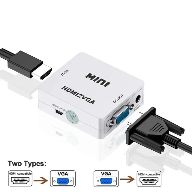 Alt view image 8 of 12 - Mini HDMI to VGA Converter With Audio out 1080P VGA to HDMI Adapter Video Audio Box for TV Box PC Laptop Monitor Projector(HDMI2VGA-White)