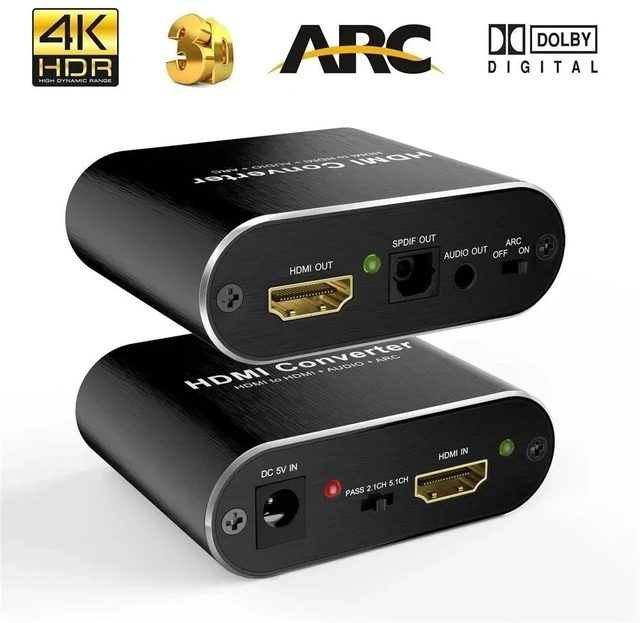 Alt view image 8 of 12 - 4K HDMI Audio Extractor 5.1 CH HDMI 2.0 Audio Extractor with ARC Splitter HDMI to Toslink Audio Converter for PS5 Xbox Series X