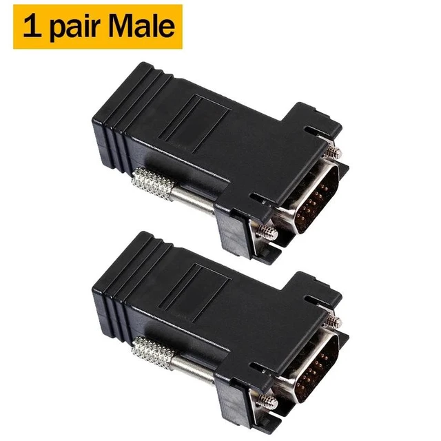 Alt view image 7 of 12 - VGA Extender over Ethernet Cat5e/6 cable 20M VGA to Rj45 Adapter HD VGA 15 Pin Male to LAN RJ45 Female Network Cable Extender(1 pair Male)
