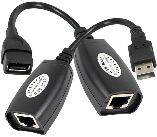 Alt view image 8 of 12 - 1 Pair USB Extender over Single Rj45 Cat5e Cat6 Cable up to 150ft USB to Ethernet Rj45 Extension Transmit Support USB Mouse