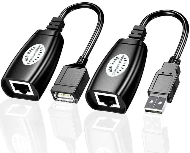 Alt view image 9 of 12 - 1 Pair USB Extender over Single Rj45 Cat5e Cat6 Cable up to 150ft USB to Ethernet Rj45 Extension Transmit Support USB Mouse