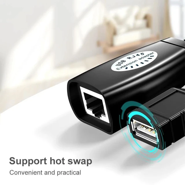 Alt view image 11 of 12 - 1 Pair USB Extender over Single Rj45 Cat5e Cat6 Cable up to 150ft USB to Ethernet Rj45 Extension Transmit Support USB Mouse