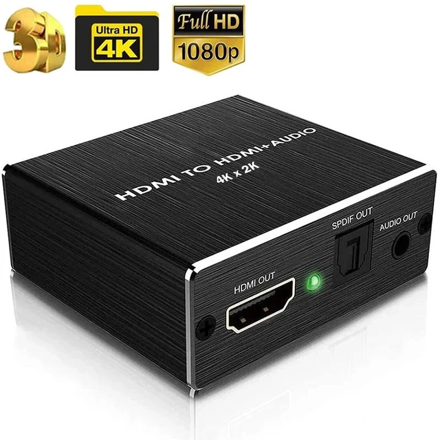 Alt view image 7 of 11 - HDMI Audio Extractor HDMI to HDMI and Optical+ 3.5mm Stereo Audio Extractor Converter HDMI Audio Splitter Adapter