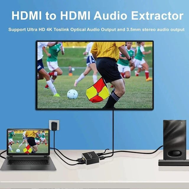 Alt view image 8 of 11 - HDMI Audio Extractor HDMI to HDMI and Optical+ 3.5mm Stereo Audio Extractor Converter HDMI Audio Splitter Adapter
