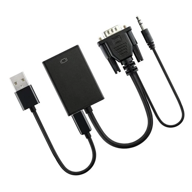 Alt view image 8 of 12 - VGA Male to HDMI-compatible Female 1080P HD Converter Adapter 3.5mm Audio TV AV HDTV PC Video VGA2HDTV For PC Laptop Projector