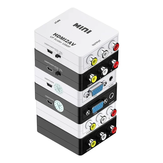 Alt view image 8 of 12 - Mini HDMI to VGA Adapter VGA to HDMI 1080P AV to HDMI with Audio out Converter HDMI to AV AV/CVBS,VGA to AV,RVA to VGA Converter(HDMI to AV-black)