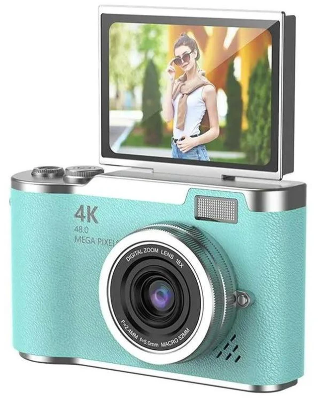 Alt view image 10 of 12 - 8X Digital Zoom Camera For Student 4K CCD 48MP Compact Digital Photography Camera 180 Flip Screen Selfile Camera Green