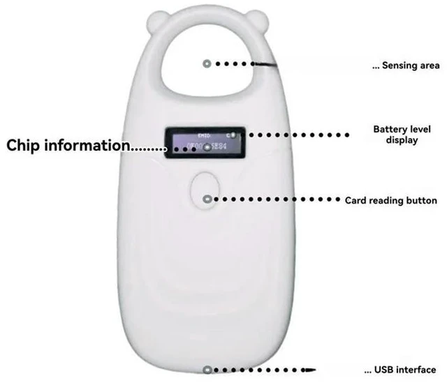 Alt view image 9 of 12 - Handheld Animal RFID Reader 134.2Khz 125Khz EMID/FDX-B Chip For Pet Cats Dogs USB/Bluetooth Tags
