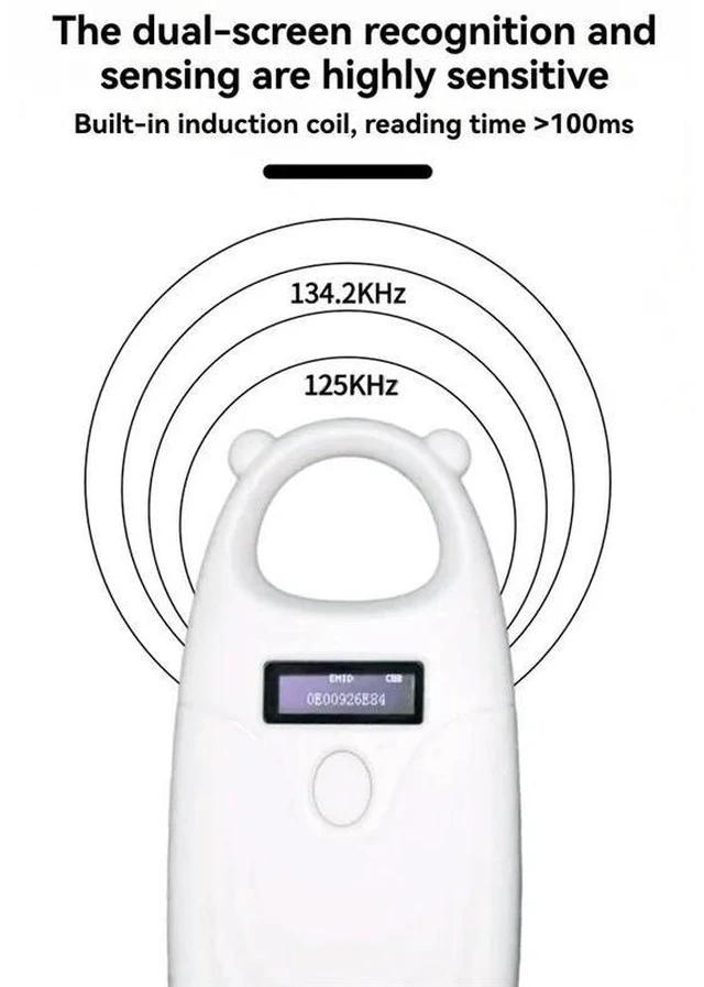 Alt view image 11 of 12 - Handheld Animal RFID Reader 134.2Khz 125Khz EMID/FDX-B Chip For Pet Cats Dogs USB/Bluetooth Tags