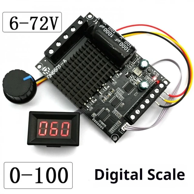 Alt view image 9 of 12 - DC6-72V 3 Phase Brushless Motor 0-100% Digital Scale Display Brushless Motor Speed Governor Forward and Reverse Controller