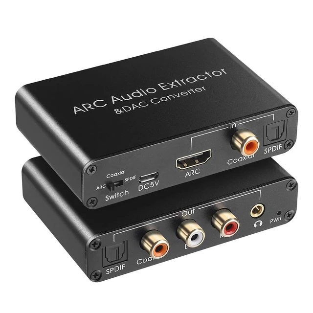 Alt view image 4 of 6 - Audio Extractor 192KHz DAC Converter ARC Audio Extractor Support Digital HDMI-Compatible Audio to Analog Stereo Audio