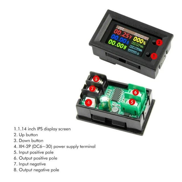 Alt view image 9 of 12 - DC720 30V Digital Power Energy Voltmeter Ammeter Voltage Wattmeter Temperature Meter Electric Energy Frequency Meter 9 In1