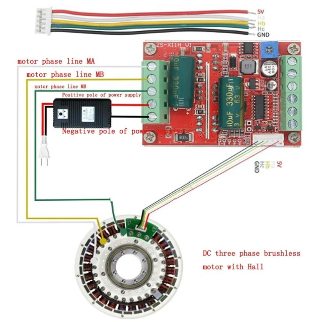 Alt view image 4 of 6 - BLDC 3 Phase DC Brushless Motor Controller DC 6-60V PWM High Power 400W Hall Motor Control Driver Board 12V 24V 48V