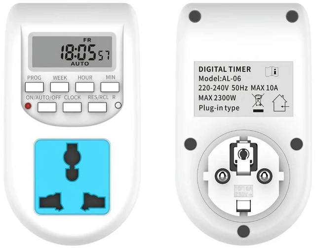 Alt view image 10 of 12 - AL-06 LCD Digital Display Timer Switch DE Plug AC220-240V 50Hz Timing Socket Wely Programmable Electronic Digital Timer Switch