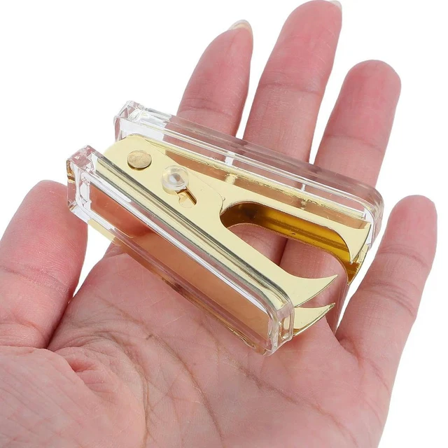 Alt view image 4 of 6 - 3Pcs Transparent Acrylic Staple Remover Gold Trim Compact Staple Removal Tool or Saving Efficient Office Supply