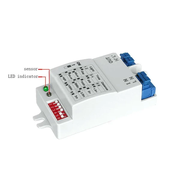 Alt view image 9 of 12 - AC 110-240V Time Adjustable 5.8GHz Microwave Radar Sensor Switch Body Motion Detector Delay Relay Switch LED Light Sensor
