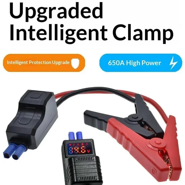 Alt view image 6 of 6 - 1Pcs ligent Clamp Booster 650A 12V Anti Reverse Connection Emergency Jumper Cable Clip With EC5 Plug Connector