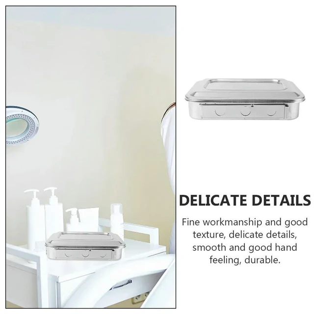 Alt view image 6 of 6 - 1Pcs Stainless Steel Box Tray with Lid Anti-Rust Instruments Soaking Container