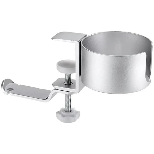 Alt view image 10 of 12 - Adjustable Desk Cup Holder Mount Aluminum Double Tube Headset Stand Clamp