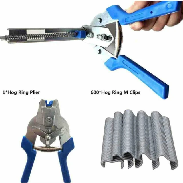Alt view image 6 of 6 - M Type Nail Poultry Cage Fastening Pliers Wire Cage Clamp Ring Pliers Set 600 Nails for Rabbit Bird Chicken Net Cage Wire Fence