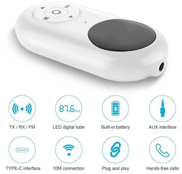 Alt view image 6 of 6 - FM Transmitter With Mic Bluetooth 5.3 Audio Receiver Transmitter For Handfree Calling 3.5MM AUX Stereo Adapter For Car PC T