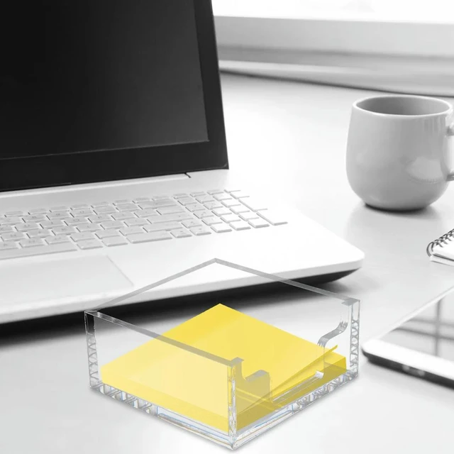 Alt view image 4 of 6 - 2Pcs Memo Pad Notes Box Holder Desktop Organizer Small Office Desk Notes Paper Dispenser Stationery Memo Holder